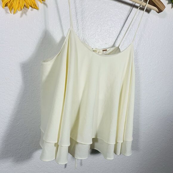 Free People Tropical Wave Cream Lace Back Crop Top Size Large Women’s - Picture 3 of 9